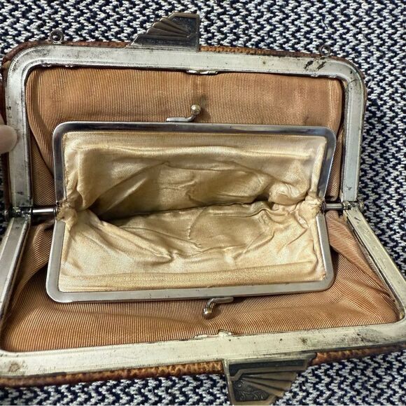 Vintage 1930’s Art Deco Snakeskin Clutch Purse - Picture 8 of 10